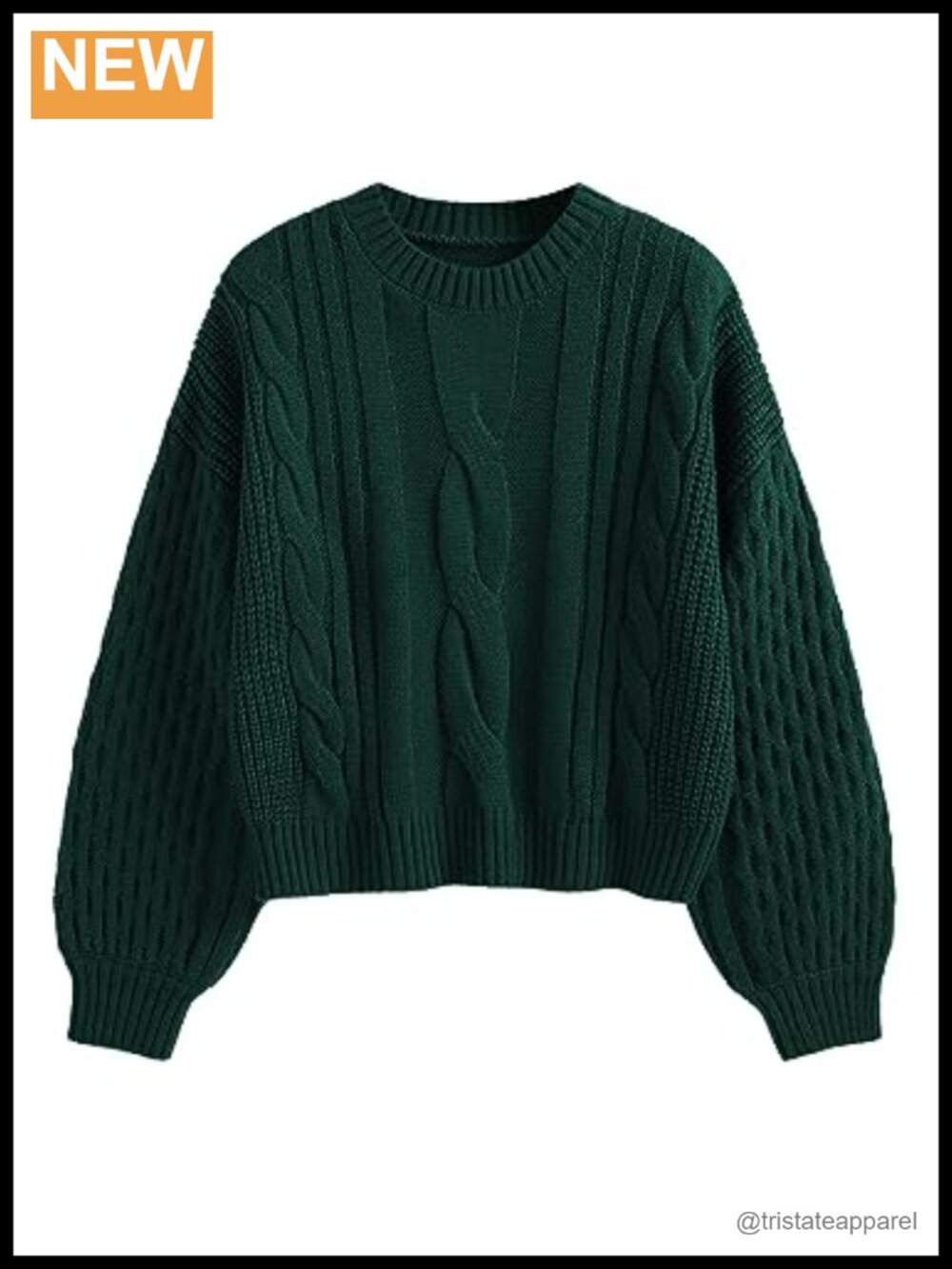 Women's Cable Knit Pullover Sweater - Long Sleeve Crew Neck Acrylic